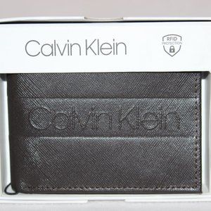 Calvin Klein Men's Chocolate Brown Passcase Bifold Wallet Brand New RFID $45